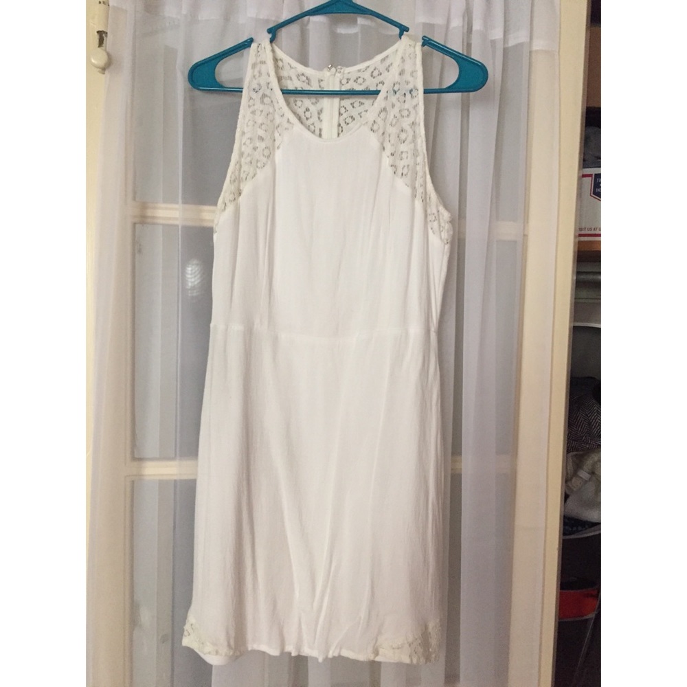 White lace accent dress